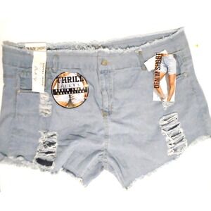 Thrill Jeans Distressed Short Jean Shorts Women's Plus Sz 24 Stretch